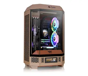 Thermaltake The Tower 300 hnědá / micro ATX / 1x USB-C / 2x USB-A / bez zdroje / průhledná bočnice 
