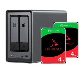 Ugreen NASync DXP2800 + 2 HDD Seagate IronWolf Grigio / 2x 4TB / USB / HTMI / RJ45