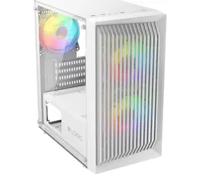 Logic Atos ARGB bílá / micro-ATX / mini-ITX / 1 x USB 3.0 / 2 x USB 2.0 / bez zdroje / průhledná bočnice