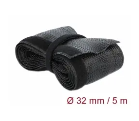 Delock Pletené opláštění na suchý zip černá / 5 m x 32 mm