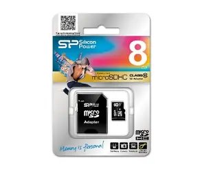 8 GB Silicon Power / micro SDHC / Paměťová karta / Class 10 / + adaptér SDHC