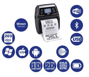 TSC Aplha-4L Přenosná DT tiskárna čárových kódů / 203 dpi / pokladní / Termotiskárna / BT / Wi-Fi / USB