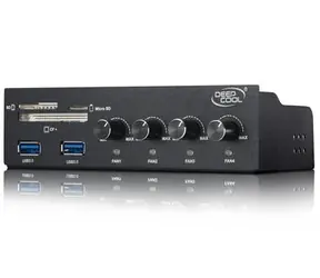 DEEPCOOL DEEPCOOL ROCK MASTER V3.0 / regulátor ventilátorů do  5.25" pozice / čtečka karet / USB 3.0 / černá