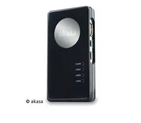 AKASA AK-HC-01BK / externí čtečka karet  Allv1 / USB hub / USB2.0 / černá