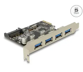 Delock PCI Express Karta na 4 x USB Typ-A (F) SuperSpeed USB 5 Gbps / USB 3.2 Gen 1