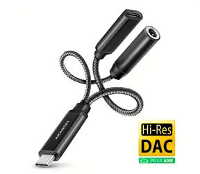 AXAGON ADA-HCPD audio adaptér USB-C (M) - 3.5mm Jack + USB-C (F) černá