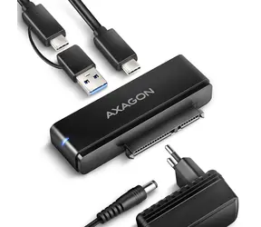 AXAGON ADSA-FPX, USB-C 10Gbps - SATA 6G, 2.5"/3.5" SSD/HDD FAST PORT X adaptér, vč. AC napáječe