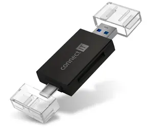 CONNECT IT Čtečka SD a MikroSD karet černá / USB-A & USB-C 