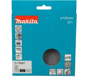 Makita D-78667 / brusný papír / 125 mm / A120 / 10 ks