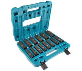 Makita E-16586 IMPACT BLACK / sada nástrčných klíčů prodloužených čtyřhran 1/2" / 14 ks / v plastovém kufru