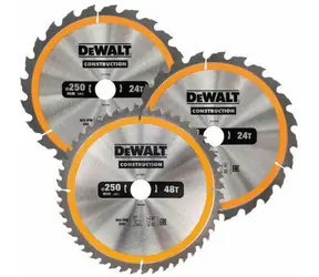 DeWalt DT1963 3 balení / Pilový kotouč pro pily / Průměr 250x30 mm / Šířka řezu 2.6 mm / Počet zubů 2x24 & 1x48