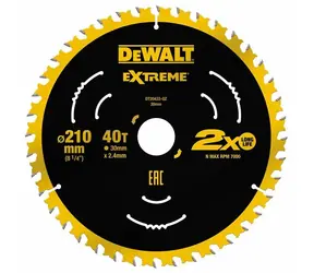 DeWalt DT20433 Extreme / Pilový kotouč pro pily / Průměr 210x30 mm / Šířka řezu 2.4 mm / Počet zubů 40