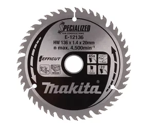 Makita E-12136 TCT EFFICUT / pilový kotouč na dřevo / 136x1.4x20mm / 45 zubů