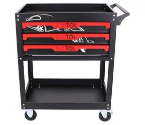 SIXTOL MECHANIC TROLLEY JASON 115 / Dílenský vozík s nářadím / 3 šuplíky / 1 police / 115 ks nářadí 
