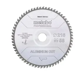 Metabo AluminiumCutProf / Řezný kotouč na hliník / Průměr 216 x 30 mm / Šířka řezu 2.2 mm 