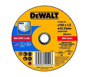 DeWalt DT43903-QZ / Řezný kotouč na nerezovou ocel / Průměr 115 x 22.23 mm / Šířka řezu 1.2 mm