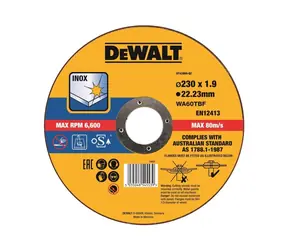 DeWalt DT43909-QZ / Řezný kotouč na nerezovou ocel / Průměr 230 x 22.23 mm / Šířka řezu 1.9 mm