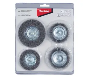 Makita D-65729 Sada 4ks rotačnách ocelových kartáčů / 63/75/75/100 mm