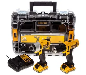 DeWalt DCK211D2T / Aku vrtačka šroubovák a rázový šroubovák / 10.8 V XR Li-Ion / 2x 2.0Ah / kufr
