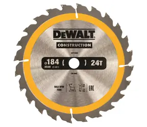 DeWalt DT1939-QZ / Pilový kotouč / Průměr: 184mm / Otvor: 16mm / Zuby: 24 / pro pily s napájecím kabelem