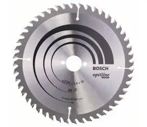 BOSCH Optiline Wood 230 / Pilový kotouč pro řezání dřeva / Průměr: 230mm / Otvor: 30mm / Zuby: 48 