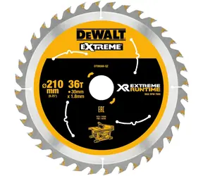 DeWalt DT99566 / Pilový kotouč pro stolní aku pily / Průměr 210x30 mm / Šířka řezu 1.80 mm / Počet zubů 36