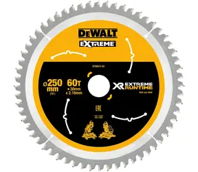 DeWalt DT99573 / Pilový kotouč pro aku pily / Průměr 250x30 mm / Šířka řezu 2.16 mm / Počet zubů 60