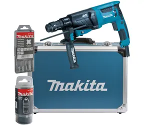 Makita HR2631FT13 / Kombinované kladivo s příslušenstvím / 800W / 1200 ot-min / 4600 příklepů-min / 2.4J / SDS-Plus