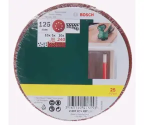 BOSCH 2607019497 / Sada brusných kotoučů pro excentrické brusky / Zrnitost 80 | 120 | 240 / Průměr 130 mm / 25 ks