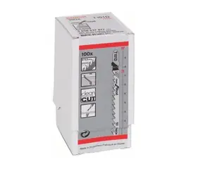 BOSCH 2608637877 / Sada pilových listů na měkké dřevo / HCS / Upínání T / Tloušťka 10-45 mm / Délka 100mm / 100 ks