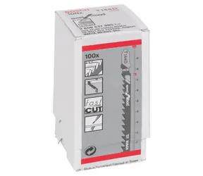 BOSCH 2608637880 / Sada pilových listů na měkké dřevo / HCS / Upínání T / Tloušťka 5-50 mm / Délka 100 mm / 100 ks