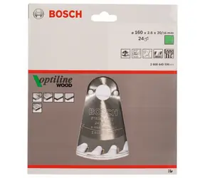 BOSCH 2608640596 / Pilový kotouč na dřevo / Průměr 160x20 mm / Šířka řezu 2.6 mm / Počet zubů 24