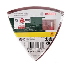 BOSCH 2607019500 / Sada brusného papíru pro delta brusky s otvory / Zrnitost 60 120 240 / Průměr 93 mm / 25 ks