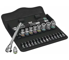WERA 8100 SA 7 / Ráčnová sada Zyklop Metal s průchozím čtyřhranem / upínací část 1|4" / metrická