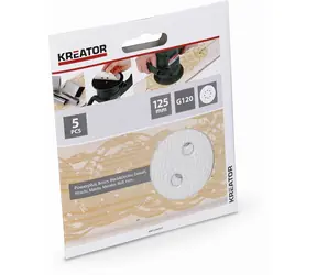KREATOR KRT230557 / Brusný papír na barvu / Zrnitost 120 / Průměr 125 mm / 5 ks