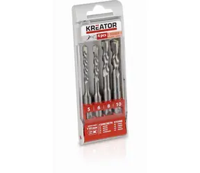 KREATOR KRT012601 / Sada vrtáků SDS-plus / Průměr 5-10 mm / Délka 110 mm / 4 ks