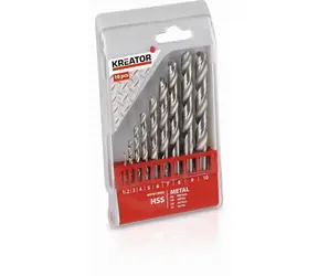 KREATOR KRT012002 / Sada vrtáků do kovu / HSS / Průměr 1-10 mm / 10 ks