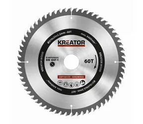KREATOR KRT020422 / Pilový kotouč na dřevo / Průměr 210 x 30 mm / Šířka řezu 2.2 mm / Počet zubů 60 
