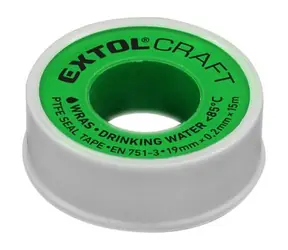 Extol Craft 47532 Teflonová izolační páska bílá / Rozměry 19 mm x 15 m
