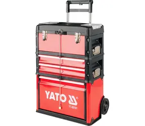 YATO YT-09101 černo-červená / Vozík na nářadí / 3 sekce / 2 zásuvky 