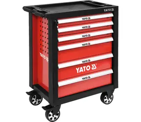 YATO pojízdná dílenská skříňka červená / 6 zásuvek / Rozměry 975 x 765 x 465 mm / bez nářadí
