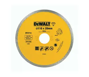 DeWalt DT3714 / Diamontový kotouč pro řezačku obkladů / Průměr 110x20 mm / Šířka řezu 1.6 mm