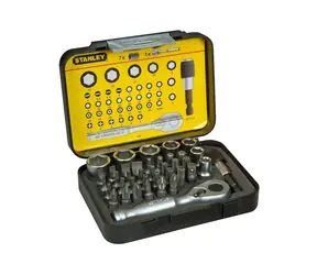 Stanley Sada bitů 1|4" s mini ráčnou (39 ks) / Ploché | Philips | Pozidriv |TORX | Inbus / Délka bitů 25 mm