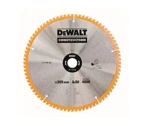 DeWalt DT1184 / Pilový kotouč na dřevo / Průměr 305x30mm / Počet zubů 80 / sklon zubů ATB 5°
