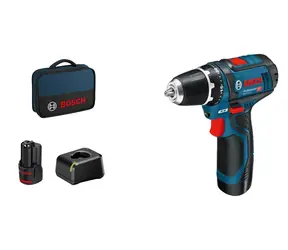 BOSCH 060186810F GSR 12V-15 / Aku Vrtací šroubovák / 12V / 2x2.0Ah / 10mm sklíčidlo / 1300 ot-min / 30 Nm