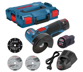 BOSCH GWS 12V-76 Professional + 2x aku / Aku úhlová bruska / 76 mm / 2x baterie GBA 12V 3.0Ah