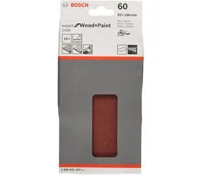 BOSCH Expert C430 2608605303 / Sada brusných papírů na dřevo a barvu s otvory / Zrnitost 60 / 93x186mm / 8 otvorů / 10ks