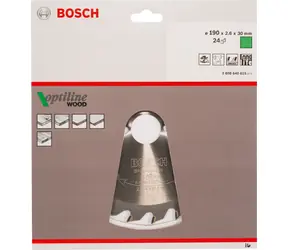 BOSCH Optiline Wood 2608640615 / Pilový kotouč na dřevo / 190x30 mm / Šířka řezu 2.6 mm / 24 zubů 