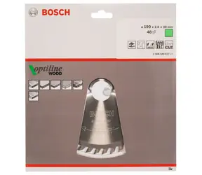 BOSCH Optiline Wood 2608640617 / Pilový kotouč na dřevo / 190x30 mm / Šířka řezu 2.6 mm / 48 zubů 