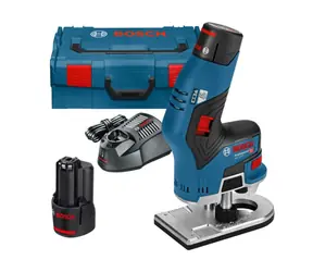 BOSCH 12V-8 / Aku Ohraňovací frézka / 12V / 2x3.0Ah / 13000 ot-min / Upínací kleština 6 - 8 mm (1|4")